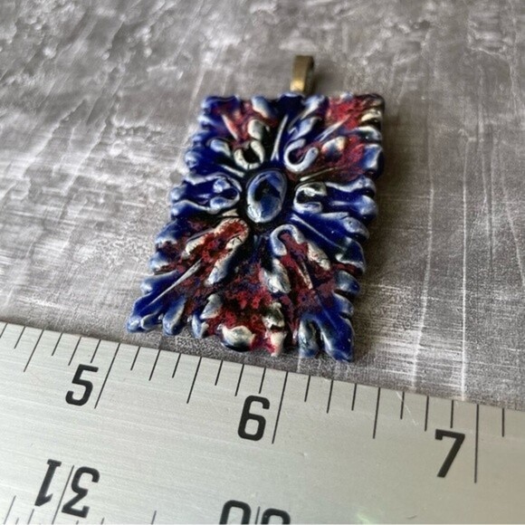 NWOT Ceramic Bohemian Floral Pendant - Handmade one of a kind - Picture 7 of 7